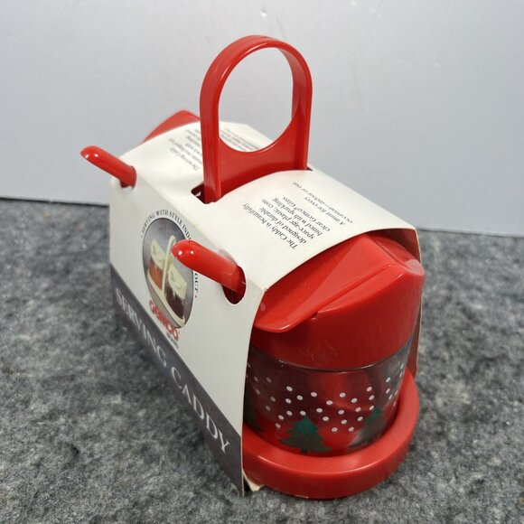 Vtg Gemco Holidays Condiment Jelly Jam Sauce Serving Caddy Set Spoon Glass NOS - Picture 4 of 12